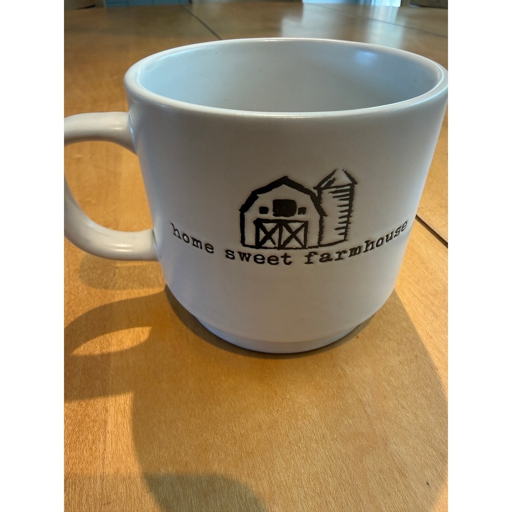 Belle Maison Home Sweet Farmhouse Coffee Mug White Ceramic Barn Silo Rustic Cup